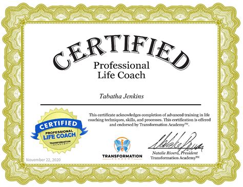 professional life coaching certification.